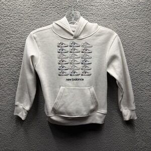 New Balance Hoodie Boy's Size 7 Beige Sneaker Graphic Pullover Hoodie Size 7